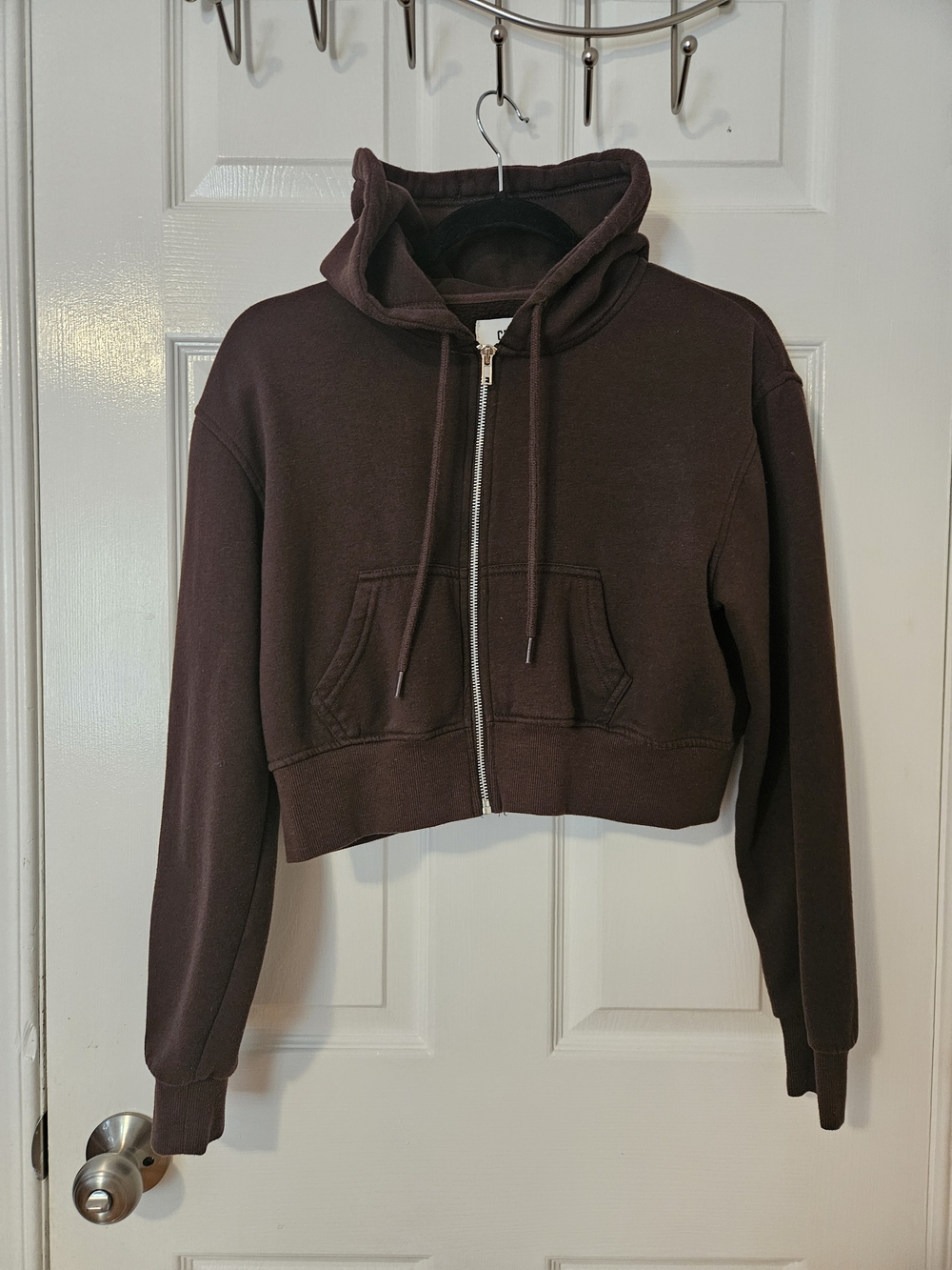 2/$20 Women's Cropped Zip Hoodie - Brown